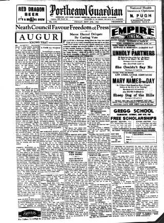 cover page of Porthcawl Guardian published on May 29, 1942