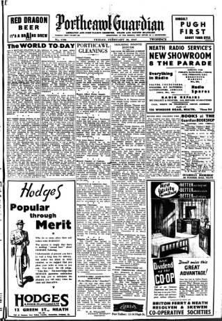 cover page of Porthcawl Guardian published on February 28, 1947