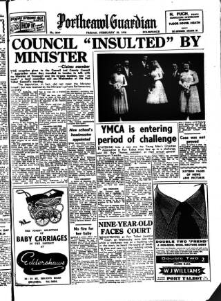 cover page of Porthcawl Guardian published on February 28, 1958