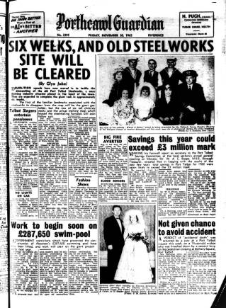 cover page of Porthcawl Guardian published on November 30, 1962