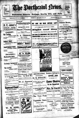 cover page of Porthcawl News published on December 30, 1915