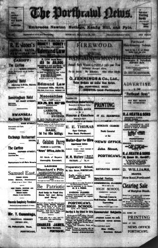 cover page of Porthcawl News published on February 28, 1918