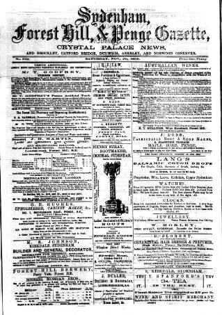 cover page of Sydenham, Forest Hill & Penge Gazette published on November 30, 1878