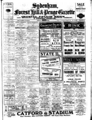 cover page of Sydenham, Forest Hill & Penge Gazette published on July 6, 1934