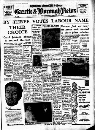 cover page of Sydenham, Forest Hill & Penge Gazette published on September 18, 1959