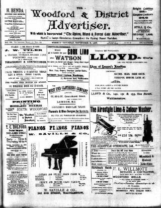 cover page of Woodford and District Advertiser published on September 18, 1909