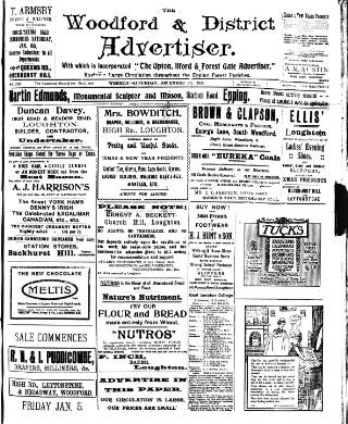 cover page of Woodford and District Advertiser published on December 30, 1911