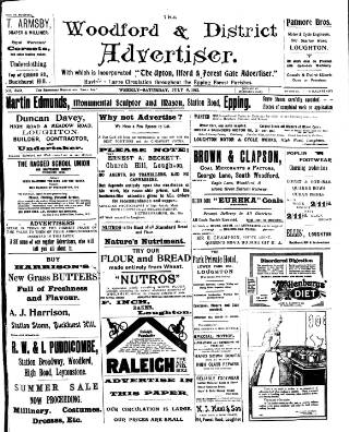 cover page of Woodford and District Advertiser published on July 6, 1912