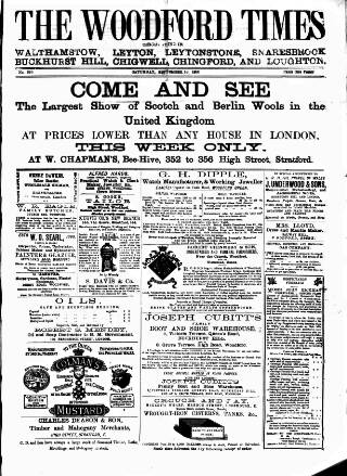cover page of Woodford Times published on September 18, 1880