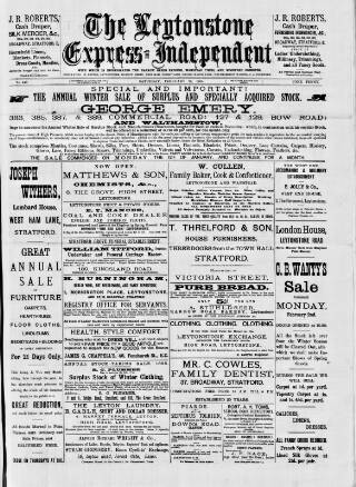 cover page of Leytonstone Express and Independent published on February 28, 1885