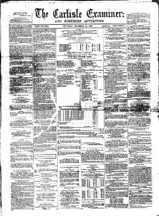 cover page of Carlisle Examiner and North Western Advertiser published on December 30, 1858