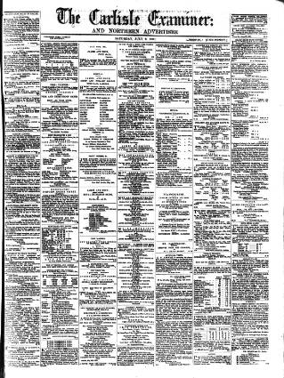 cover page of Carlisle Examiner and North Western Advertiser published on July 6, 1861