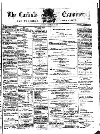 cover page of Carlisle Examiner and North Western Advertiser published on December 30, 1865