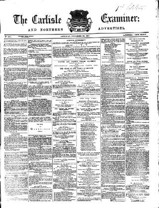 cover page of Carlisle Examiner and North Western Advertiser published on November 30, 1867