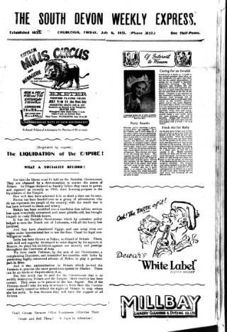 cover page of South Devon Weekly Express published on July 6, 1951