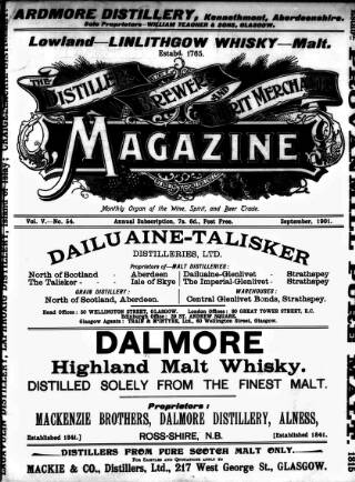 cover page of Distillers', Brewers', and Spirit Merchants' Magazine published on September 1, 1901