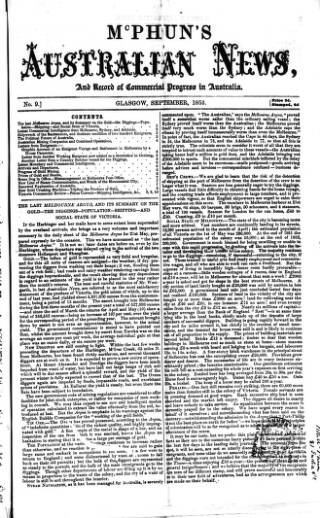 cover page of McPhun's Australian News published on September 1, 1853