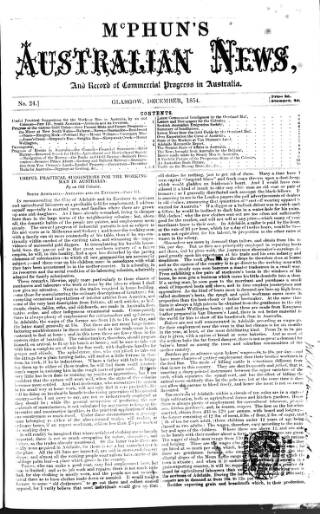 cover page of McPhun's Australian News published on December 1, 1854