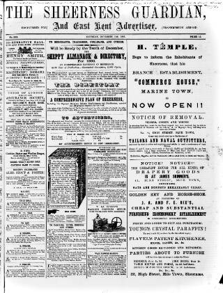 cover page of Sheerness Guardian and East Kent Advertiser published on November 15, 1862