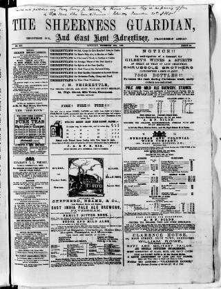 cover page of Sheerness Guardian and East Kent Advertiser published on December 30, 1865