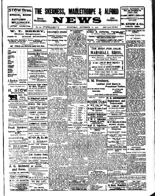 cover page of Skegness News published on September 18, 1912