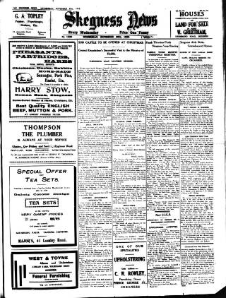 cover page of Skegness News published on November 30, 1932