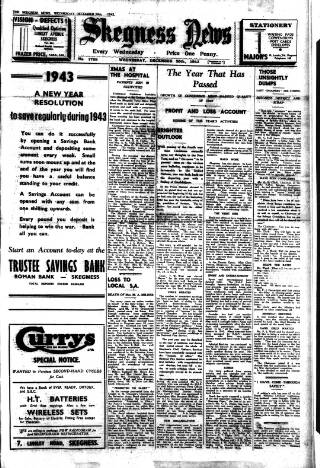 cover page of Skegness News published on December 30, 1942