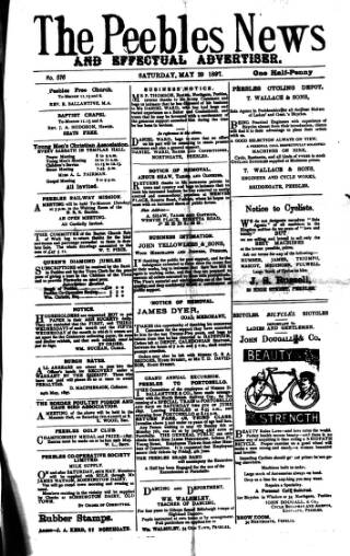 cover page of Peebles News published on May 29, 1897