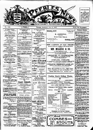 cover page of Peebles News published on July 6, 1907