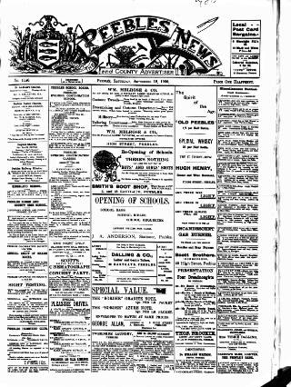 cover page of Peebles News published on September 18, 1909