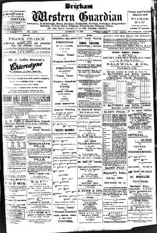 cover page of Brixham Western Guardian published on November 15, 1906