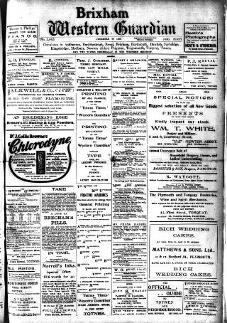 cover page of Brixham Western Guardian published on December 30, 1909