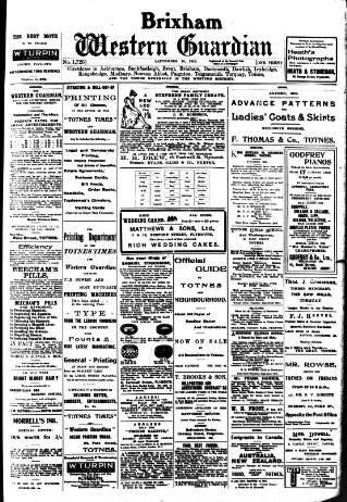 cover page of Brixham Western Guardian published on September 18, 1913