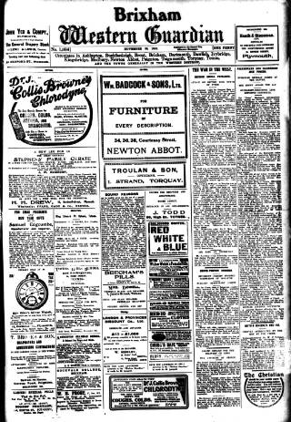 cover page of Brixham Western Guardian published on November 30, 1916