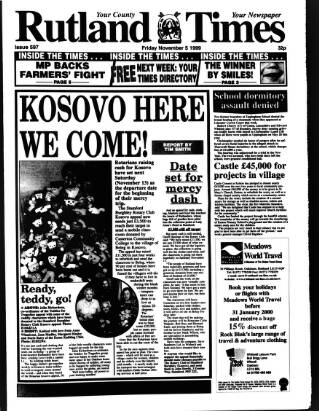 cover page of Rutland Times published on November 5, 1999