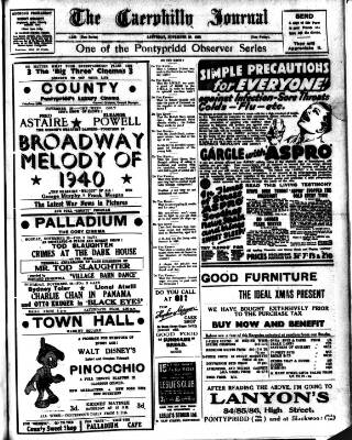 cover page of Caerphilly Journal published on November 30, 1940