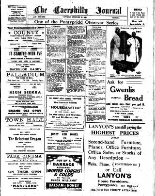 cover page of Caerphilly Journal published on February 28, 1942