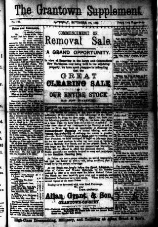 cover page of Grantown Supplement published on November 30, 1895