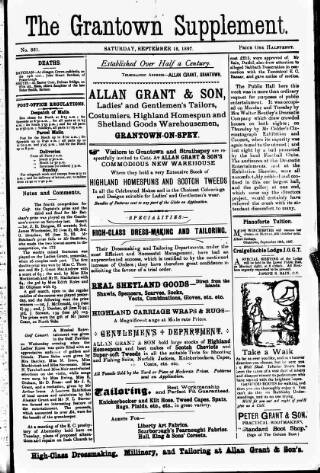 cover page of Grantown Supplement published on September 18, 1897