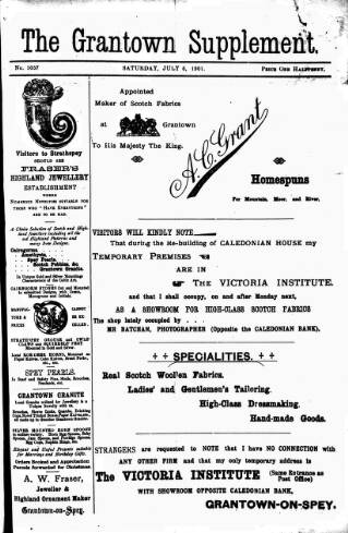 cover page of Grantown Supplement published on July 6, 1901