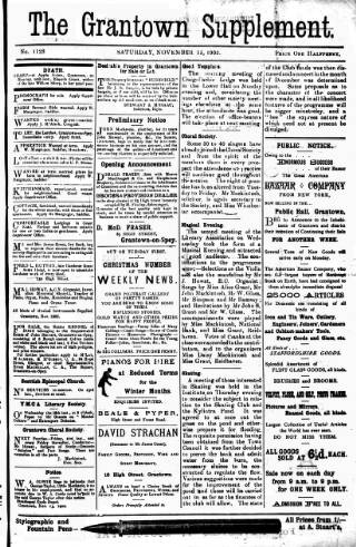 cover page of Grantown Supplement published on November 15, 1902