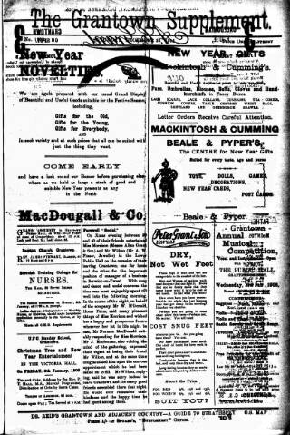 cover page of Grantown Supplement published on December 30, 1905