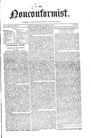 cover page of Nonconformist published on December 30, 1846
