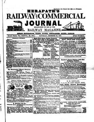 cover page of Herapath's Railway Journal published on December 30, 1876