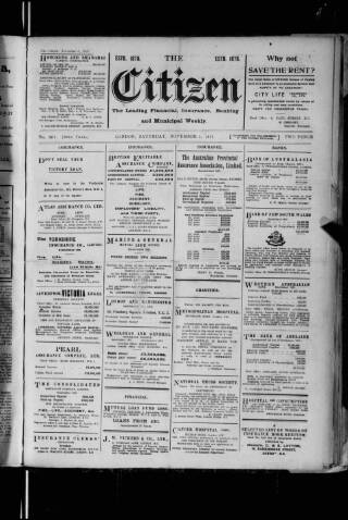 cover page of Citizen (London) published on November 3, 1917