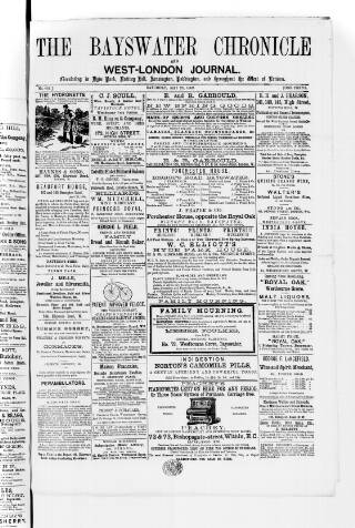 cover page of Bayswater Chronicle published on May 29, 1869