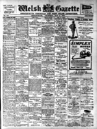 cover page of Welsh Gazette published on July 6, 1905
