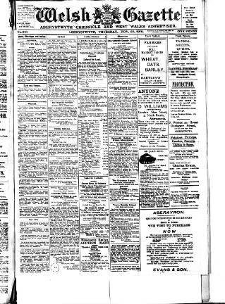 cover page of Welsh Gazette published on November 30, 1916