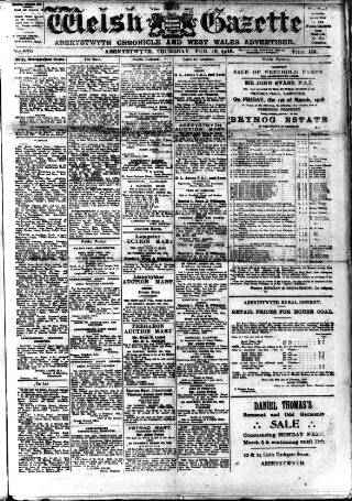 cover page of Welsh Gazette published on February 28, 1918