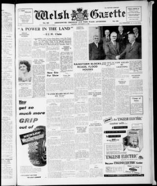 cover page of Welsh Gazette published on September 18, 1958